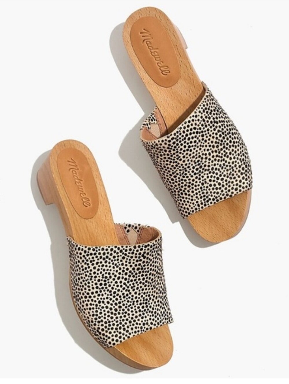Madewell Stylish Black & Cream Spotted Slide Sandals
